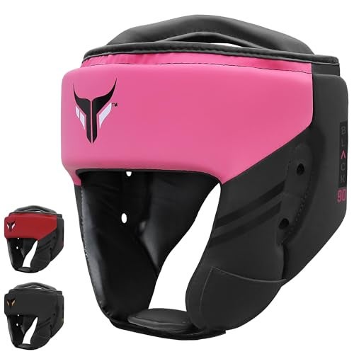 Mytra Fusion Boxing Headgear - Sparring Gear with Adjustable Strap MMA, Muay Thai, Kickboxing, Martial Arts, Karate, Head Gear (Black/Pink, S) - Image 1