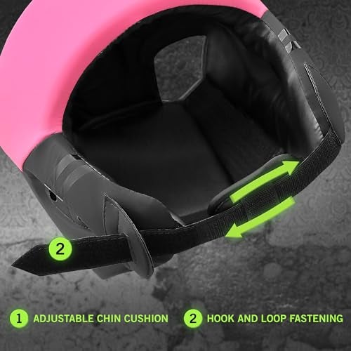 Mytra Fusion Boxing Headgear - Sparring Gear with Adjustable Strap MMA, Muay Thai, Kickboxing, Martial Arts, Karate, Head Gear (Black/Pink, S) - Image 3