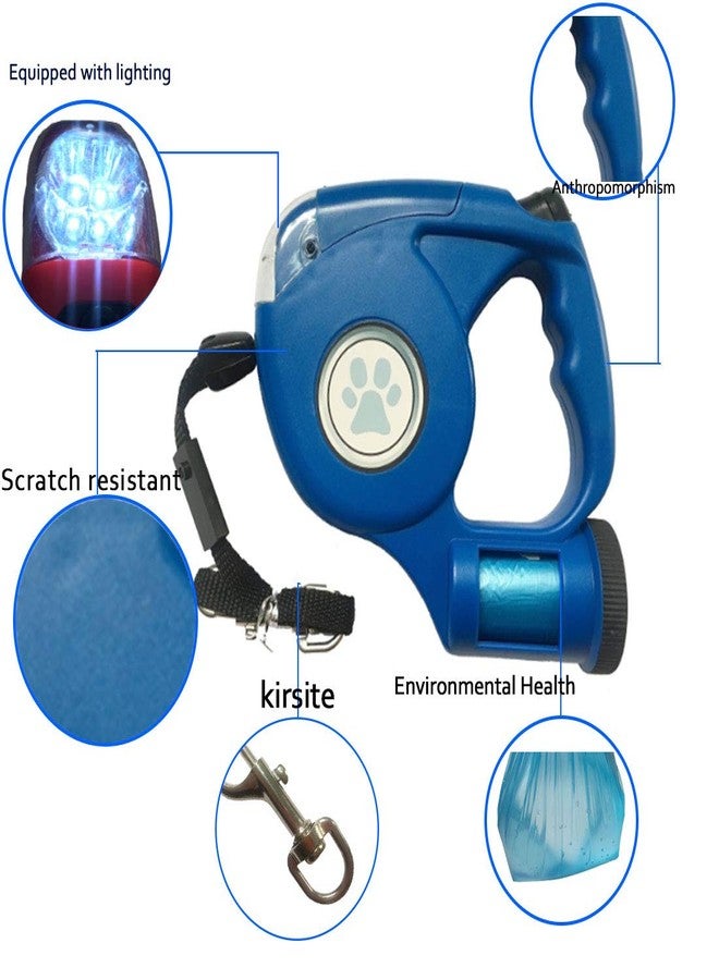 JEBBLAS Upgraded Dog Retractable Leashes with Flashlight and Waste Bag Dispenser, 3 in 1 Automatic Dog Walking Leash with Anti-Slip Handle, Blue, 15ft - Image 3