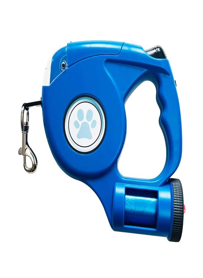 JEBBLAS Upgraded Dog Retractable Leashes with Flashlight and Waste Bag Dispenser, 3 in 1 Automatic Dog Walking Leash with Anti-Slip Handle, Blue, 15ft - Image 1