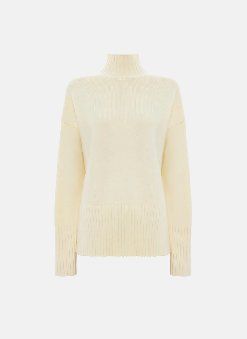 Lichi Loose smooth knitted jumper with ribbed detailing