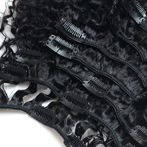 Luwigs Afro Kinky Curly 3B 3C Clip in Hair Extensions for Black Women Real Brazilian Virgin Human Hair Clip Ins Natural Color 7pcs/set (14 inches, 3B 3C Afro Kinky Curly) - Image 3