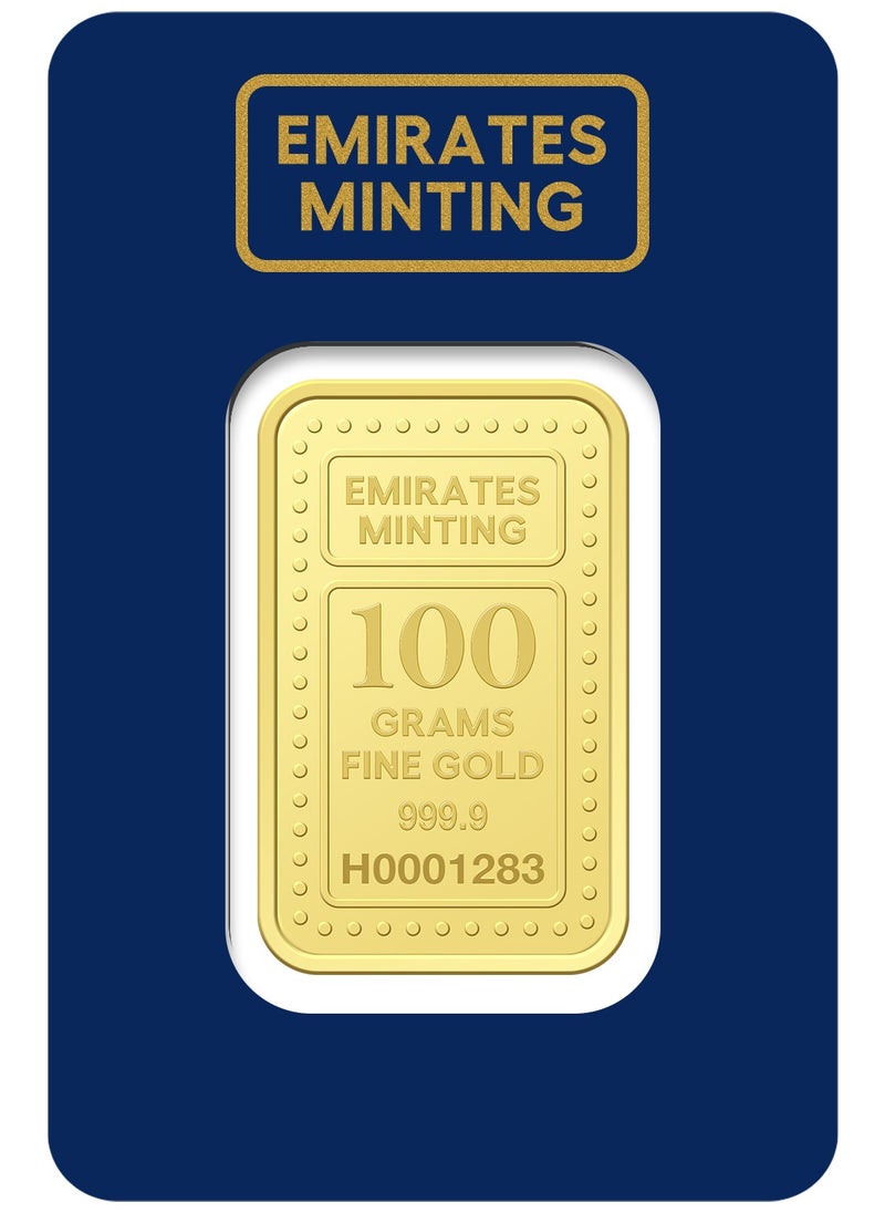 EMIRATES MINTING - Emirates Minting 100 Grams 999.9 Purity Gold Bar - Image 1