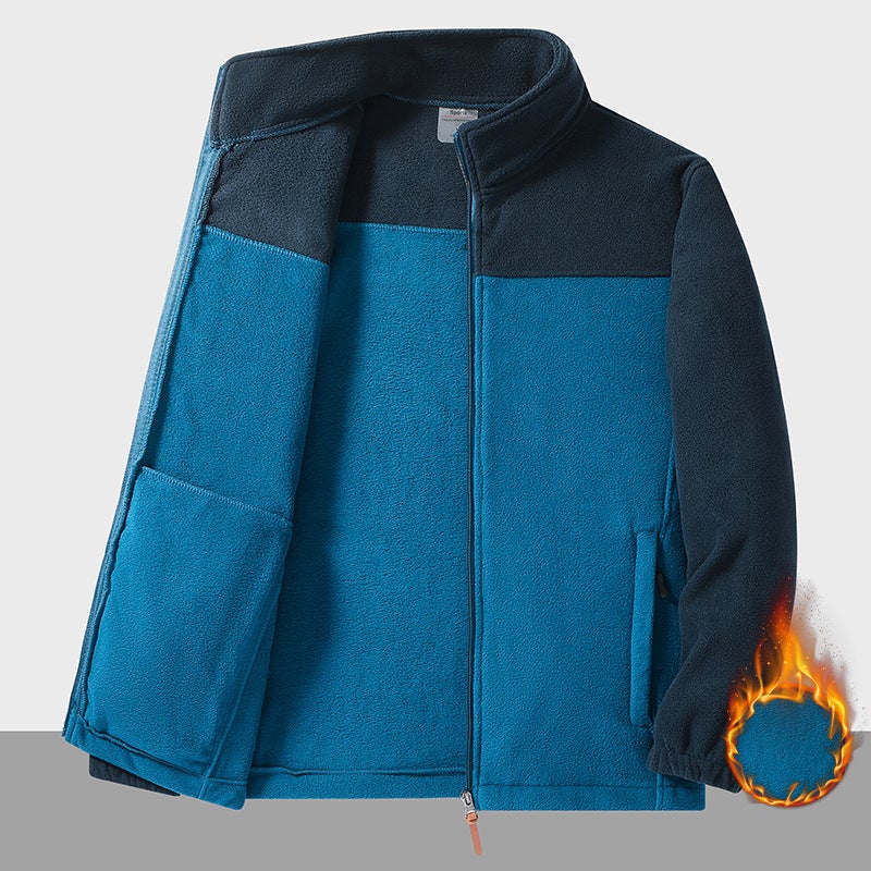 Fleece Coat For Men And Women Stand Collar Cardigan Thickened Thermal Insulation Clothes Double-Sided Polar Fleece Plus Size Outdoor - Image 2