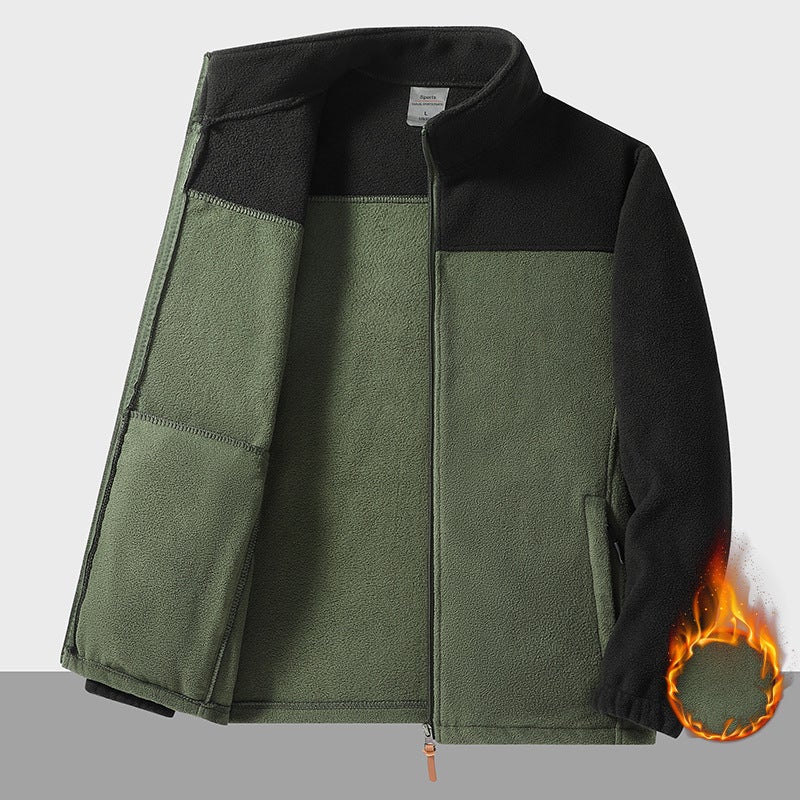 Fleece Coat For Men And Women Stand Collar Cardigan Thickened Thermal Insulation Clothes Double-Sided Polar Fleece Plus Size Outdoor - Image 4