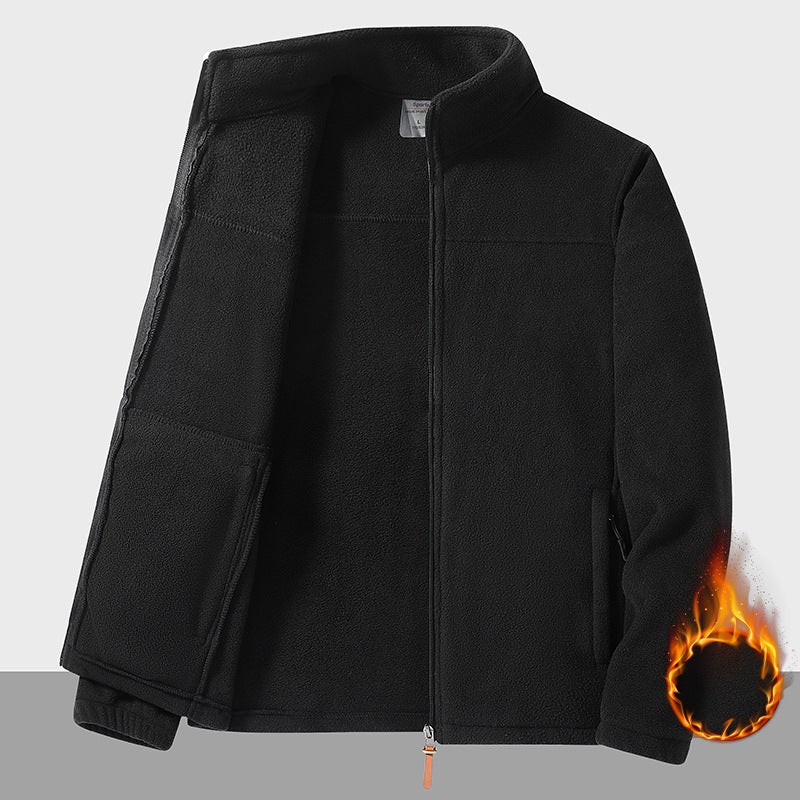 Fleece Coat For Men And Women Stand Collar Cardigan Thickened Thermal Insulation Clothes Double-Sided Polar Fleece Plus Size Outdoor - Image 1