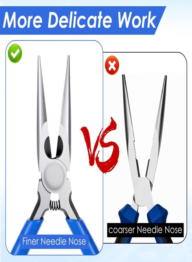 Styquenzer كماشة ذات أنف إبرة زرقاء، كماشة ذات أنف طويل لصنع المجوهرات، كماشة صغيرة ذات أنوف طويلة مع قبضة مريحة لتغليف الأسلاك وإصلاح الإلكترونيات والإمساك بالأشياء وصناعة الحرف اليدوية - Image 3