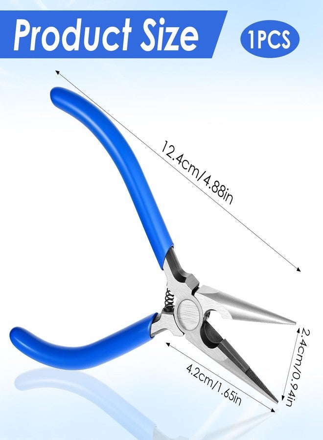 Styquenzer كماشة ذات أنف إبرة زرقاء، كماشة ذات أنف طويل لصنع المجوهرات، كماشة صغيرة ذات أنوف طويلة مع قبضة مريحة لتغليف الأسلاك وإصلاح الإلكترونيات والإمساك بالأشياء وصناعة الحرف اليدوية - Image 2