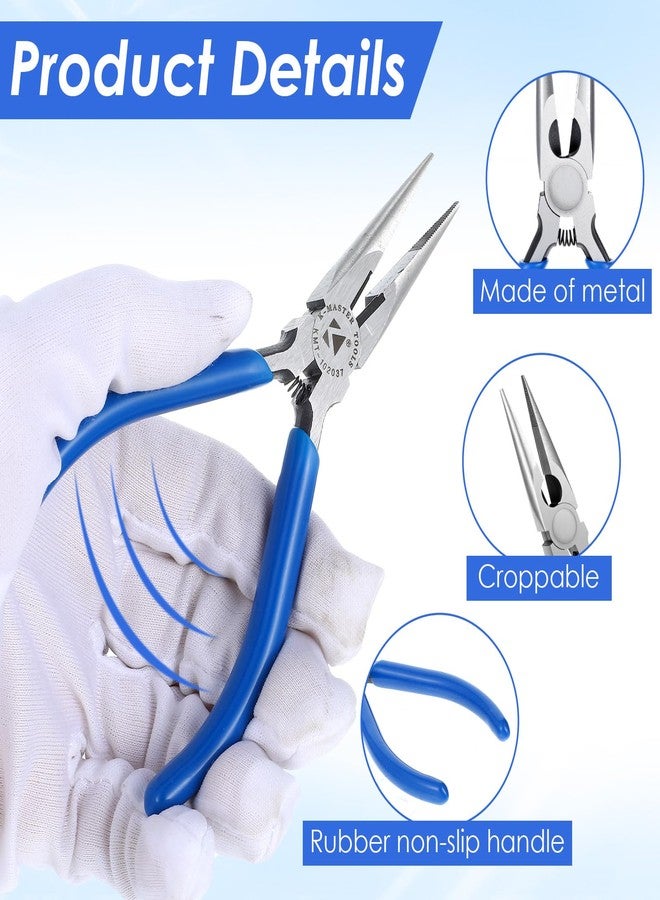 Styquenzer كماشة ذات أنف إبرة زرقاء، كماشة ذات أنف طويل لصنع المجوهرات، كماشة صغيرة ذات أنوف طويلة مع قبضة مريحة لتغليف الأسلاك وإصلاح الإلكترونيات والإمساك بالأشياء وصناعة الحرف اليدوية - Image 5