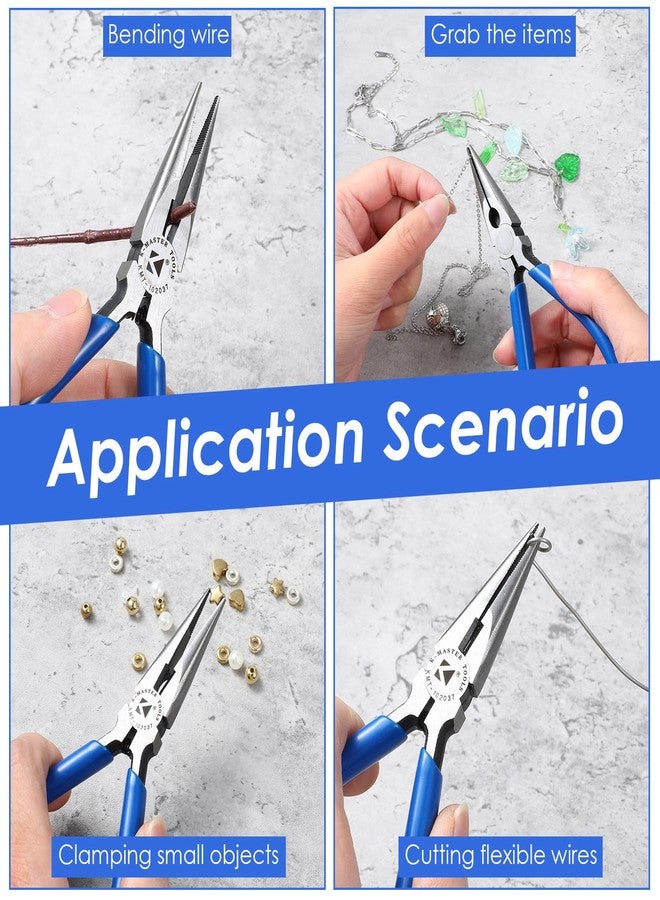 Styquenzer كماشة ذات أنف إبرة زرقاء، كماشة ذات أنف طويل لصنع المجوهرات، كماشة صغيرة ذات أنوف طويلة مع قبضة مريحة لتغليف الأسلاك وإصلاح الإلكترونيات والإمساك بالأشياء وصناعة الحرف اليدوية - Image 4