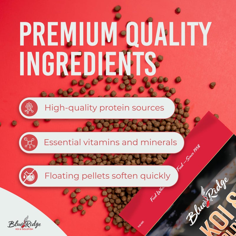 Blue Ridge Koi Fish Food 2lb - Koi Food Large 3/16" Growth Formula, Goldfish Food, Premium Fish Food for Ponds, Ponds Fish Food, Floating Pond Pellets - Image 4