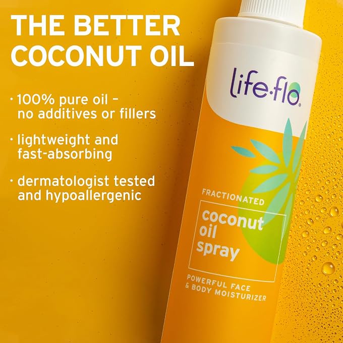 Life-flo LifeFlo Fractionated Coconut Oil Spray - Liquid Coconut Oil for Skin, Hair and Nails, Lightweight Face Oil, Body Moisturizer, Cuticle Oil, Hypoallergenic, 60-Day Guarantee, Not Tested on Animals, 8oz - Image 3