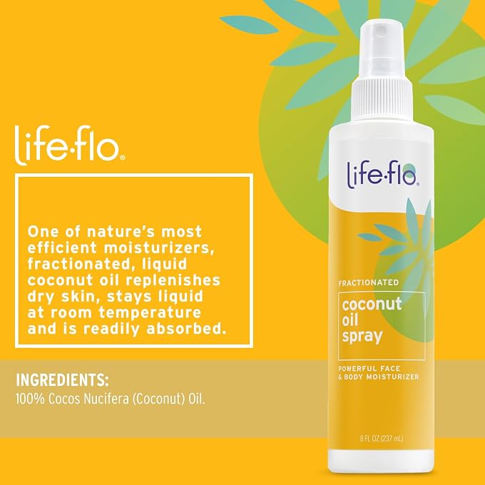 Life-flo LifeFlo Fractionated Coconut Oil Spray - Liquid Coconut Oil for Skin, Hair and Nails, Lightweight Face Oil, Body Moisturizer, Cuticle Oil, Hypoallergenic, 60-Day Guarantee, Not Tested on Animals, 8oz - Image 2