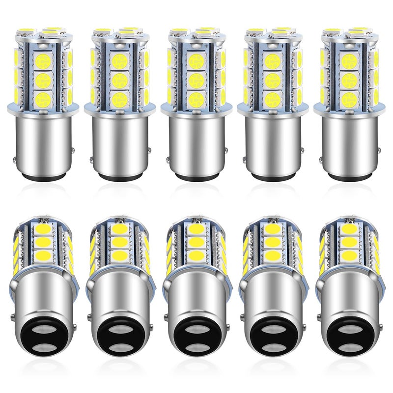 Qoope 1157 LED Bulb White 2357 2057 BAY15D 7528 LED Bulbs Replacement for Brake Tail Backup Reverse Lights, Turn Signal Bulb, RV Camper Trailer 5th Wheel Boat Marine Light (Pack of 10) - Image 1