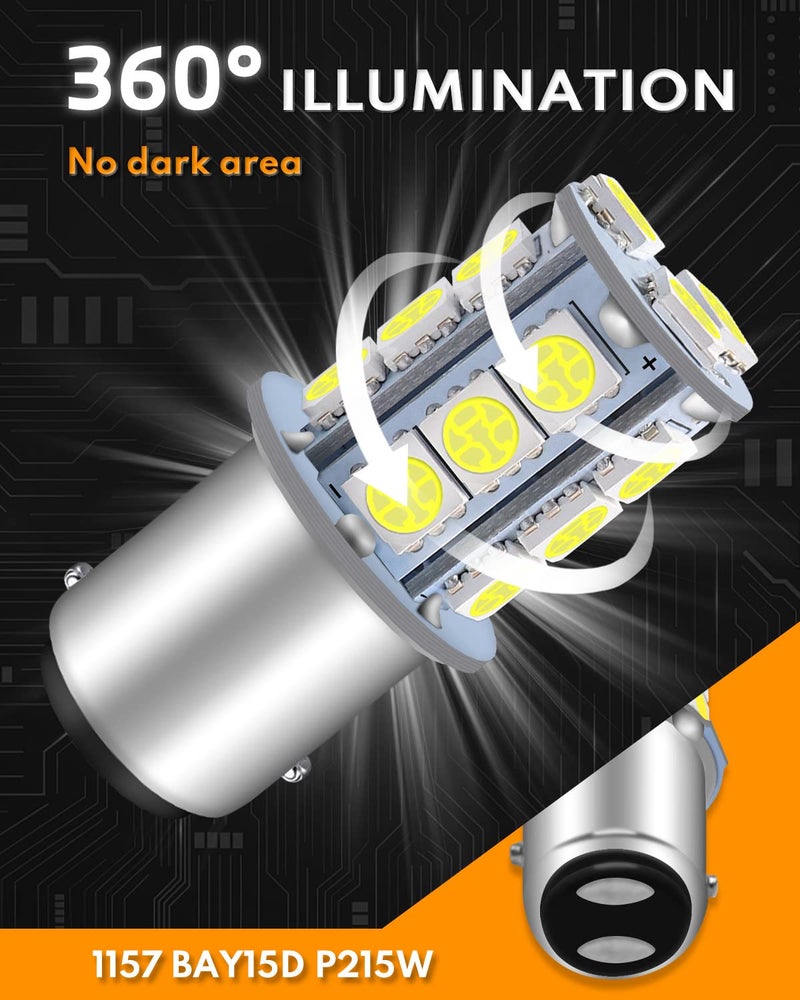 Qoope 1157 LED Bulb White 2357 2057 BAY15D 7528 LED Bulbs Replacement for Brake Tail Backup Reverse Lights, Turn Signal Bulb, RV Camper Trailer 5th Wheel Boat Marine Light (Pack of 10) - Image 4