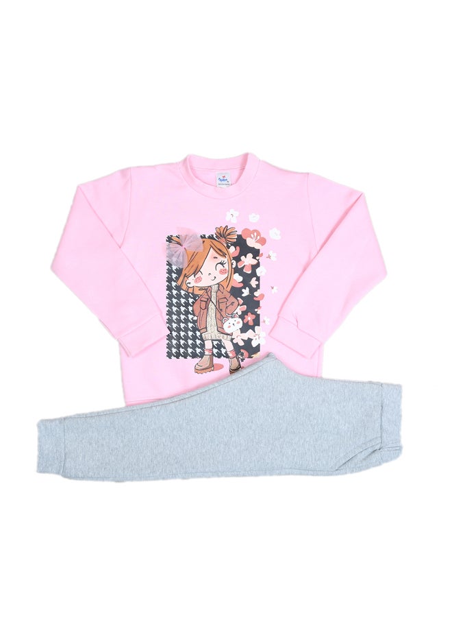 Papillon - Kids Girls Sweatpants & Sweatshirt Set - Image 1