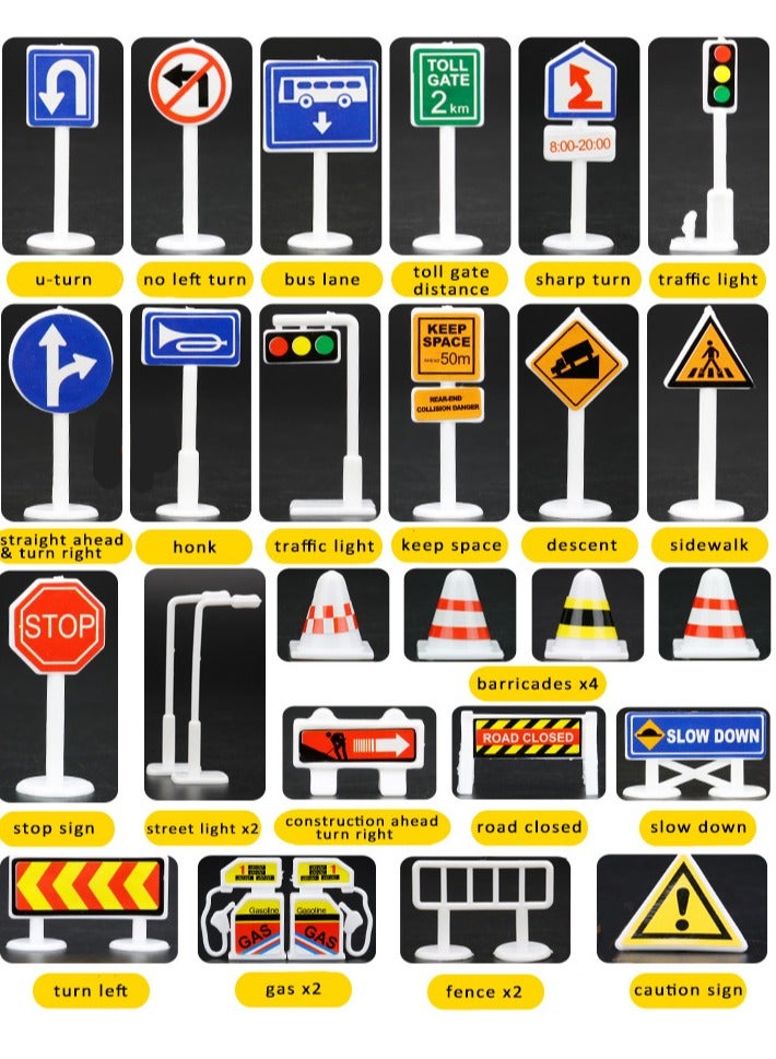 (45PCS) Educational Traffic Road Signs Toys for Kids,Portable Safety Teaching Toys for Children,School & Home Road Safety Training Set (3+ Years)  - Image 1