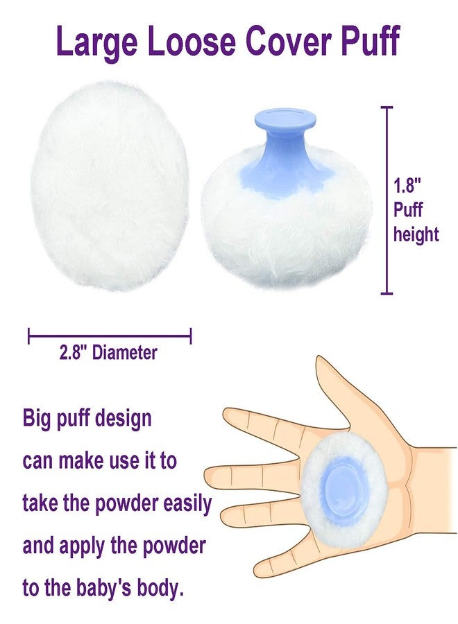 TERI BERI Bpa Free Baby Powder Puff Box,Large 2.8" Fluffy Body After-Bath Powder Case,Baby Care Villus Powder Puff Container,Makeup Cosmetic Talcum Powder Container With Hand Holder (Blue) - 1 Count - Image 2