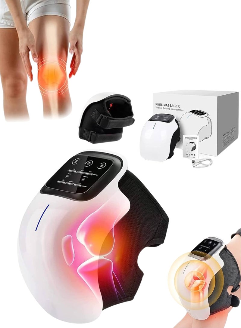Electric Knee Massager with Heat and Vibration for Pain Relief Cordless Joint Massager Wrap with Digital Display Infrared Heating Knee Support Brace for Arthritis Injury Recovery - Image 2