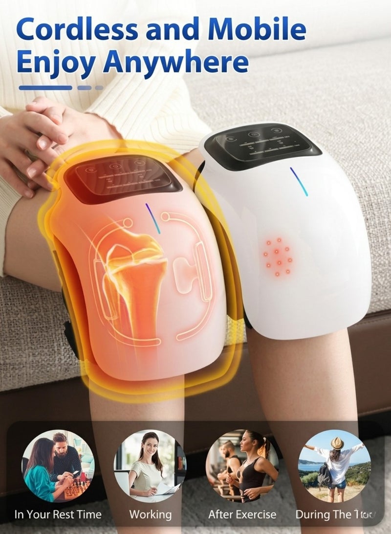 Electric Knee Massager with Heat and Vibration for Pain Relief Cordless Joint Massager Wrap with Digital Display Infrared Heating Knee Support Brace for Arthritis Injury Recovery - Image 4