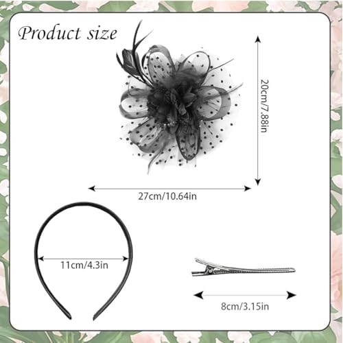 Aeenioy Fascinator Hats for Women, Black Feather Headpiece for Weddings, Cocktail Parties, Tea Events, Themed Celebrations, Fashion Accessories - Image 2