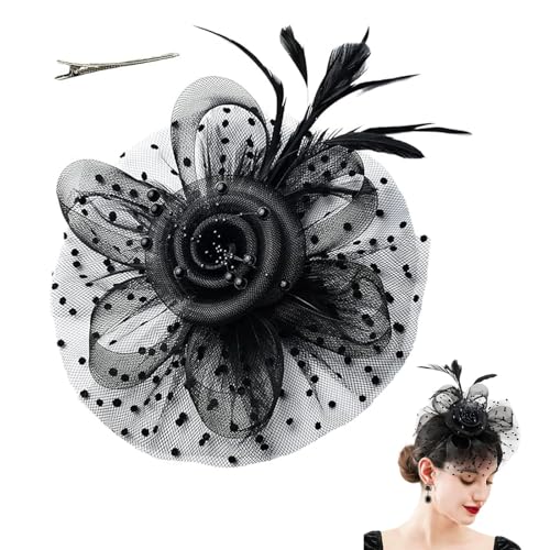 Aeenioy Fascinator Hats for Women, Black Feather Headpiece for Weddings, Cocktail Parties, Tea Events, Themed Celebrations, Fashion Accessories - Image 1