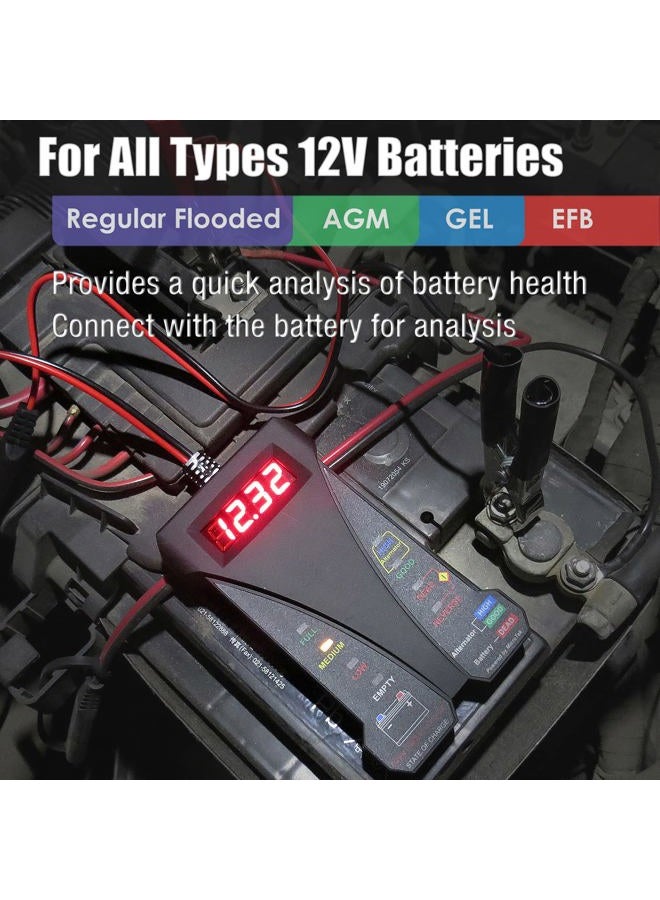 MOTOPOWER MP0514B 12V Digital Battery Tester Voltmeter and Charging System Analyzer with LCD Display and LED Indication - Blue Rubber Paint - Image 5