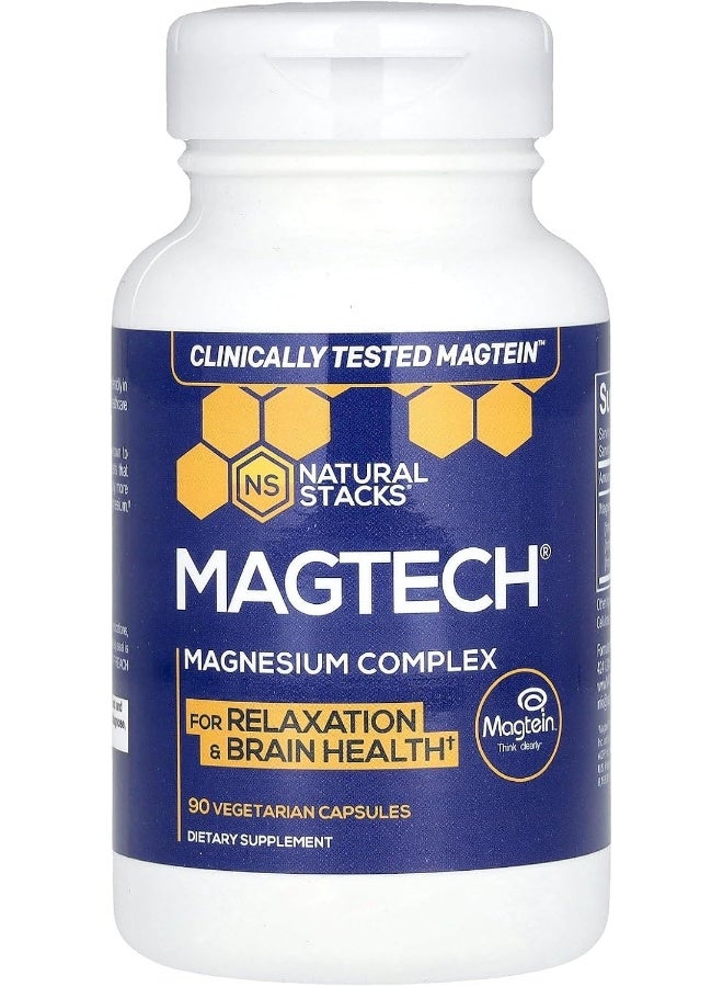NATURAL STACKS Mag-tech Brain Magnesium Complex Supports Cognition Brain Health - 90 Vegetarian Capsules - Image 1