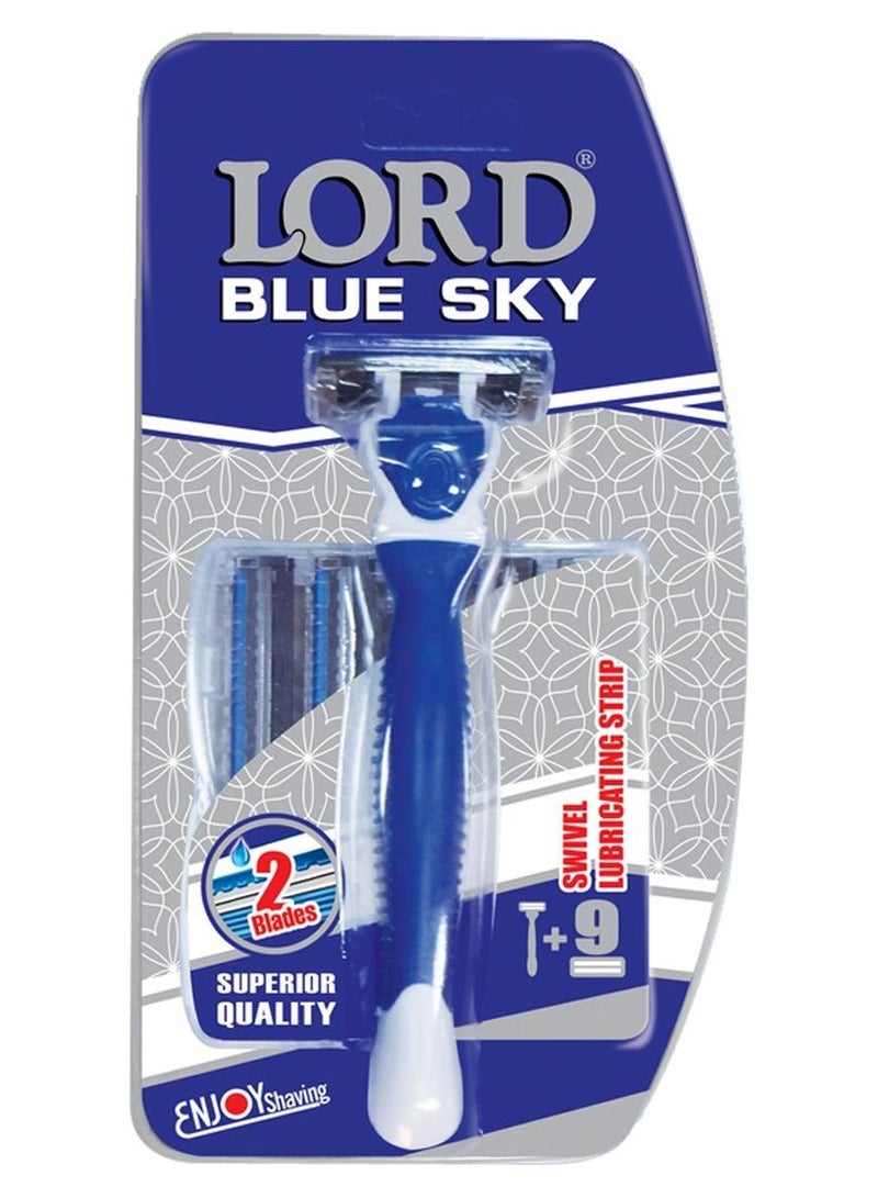 كارت ماكينة لورد بلو سكاي ( ماكينة ثائية الشفرت + 9 غيار شفرات تو بلس )