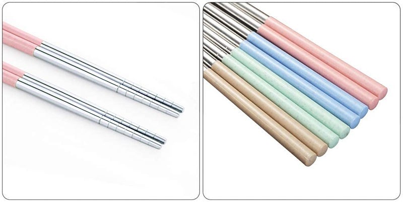 INKULTURE 4 Pairs Reusable Metal Stainless Steel Spiral Wheat Chopsticks Dishwasher Safe Lightweight Easy to Use Metal Chop Stick Utensils - Image 5