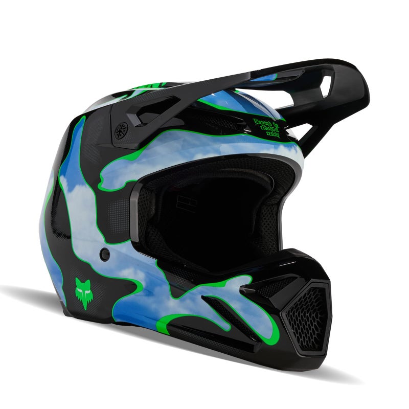 Fox Fox Racing V1 MOTOCROSS HELMET, ATLAS BLACK/GREEN, Large - Image 1