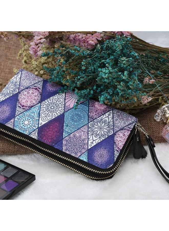 LATH.PIN Rfid Blocking Bohemian Purse Wallet Canvas Elephant Pattern Handbag With Coin Pocket And Strap  - Image 2