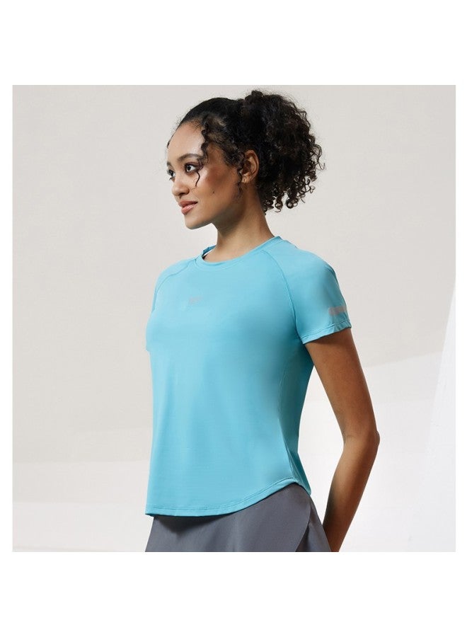 T-shirt Women's Summer Reflective Printed Quick-drying Top Breathable Mesh Crewneck Fitness Short-sleeved Running Jumper Sports Clothing