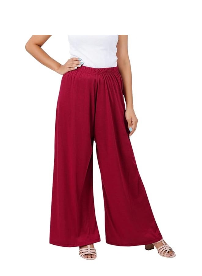 Love Bell - Love Bell Women's Cotton Palazzo Pants - Regular Fit - Elastic Waist - Wide-leg Ladies Lower - Image 1