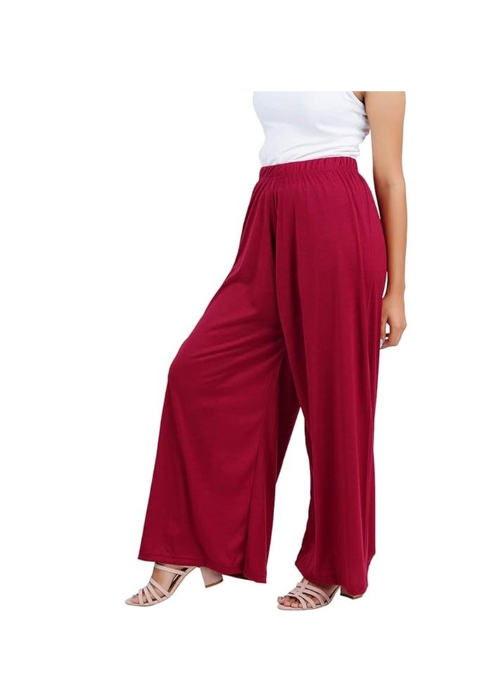 Love Bell - Love Bell Women's Cotton Palazzo Pants - Regular Fit - Elastic Waist - Wide-leg Ladies Lower - Image 1