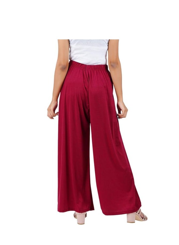 Love Bell - Love Bell Women's Cotton Palazzo Pants - Regular Fit - Elastic Waist - Wide-leg Ladies Lower - Image 1