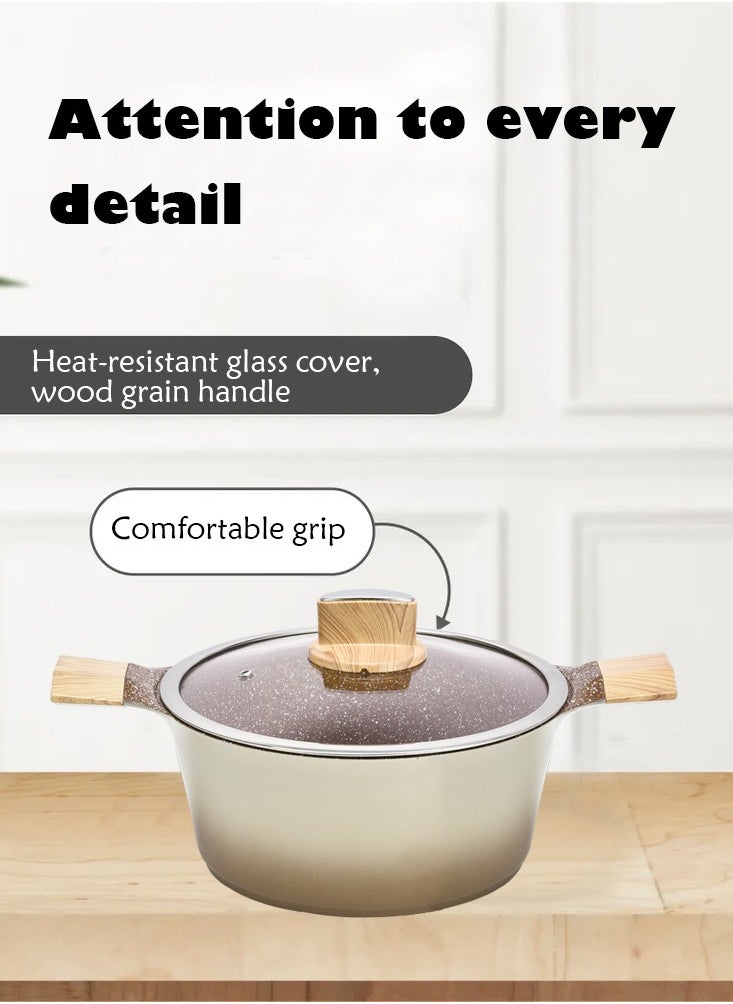 BMN 9-piece Non-stick Cookware Set, Granite Coated Non-stick Kitchen Cooking Set, Pfoa-free Kitchen Item, Durable Handles, Suitable For All Stoves (Gas, Electric And Induction), Brown  - Image 5