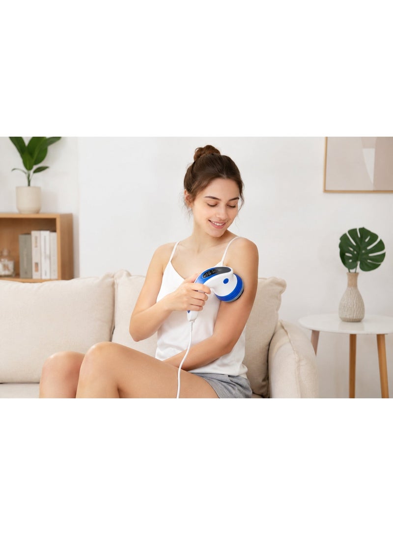 Granzia Relaxtra Electric Rotating Body Massager With Long Handle And Digital Level Screen For Neck Shoulder Back And Arms, White Blue - Image 2