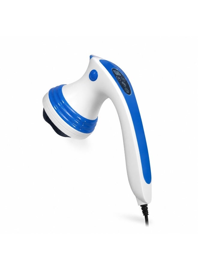 Granzia Relaxtra Electric Rotating Body Massager With Long Handle And Digital Level Screen For Neck Shoulder Back And Arms, White Blue - Image 1
