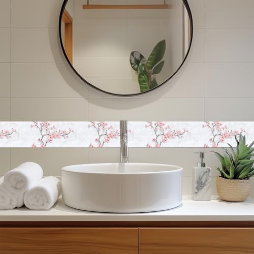 HOMETITUTE Wallpaper Border Peel and Stick Decorative Wall Trim Self Adhesive Plum Blossom Accent Strip for Bedroom Living Room Study Mirror Frame Hallway 4x196 Inch Asian Watercolor Ink Style Design - Image 3