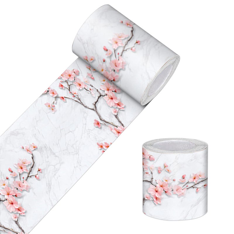 HOMETITUTE Wallpaper Border Peel and Stick Decorative Wall Trim Self Adhesive Plum Blossom Accent Strip for Bedroom Living Room Study Mirror Frame Hallway 4x196 Inch Asian Watercolor Ink Style Design - Image 2