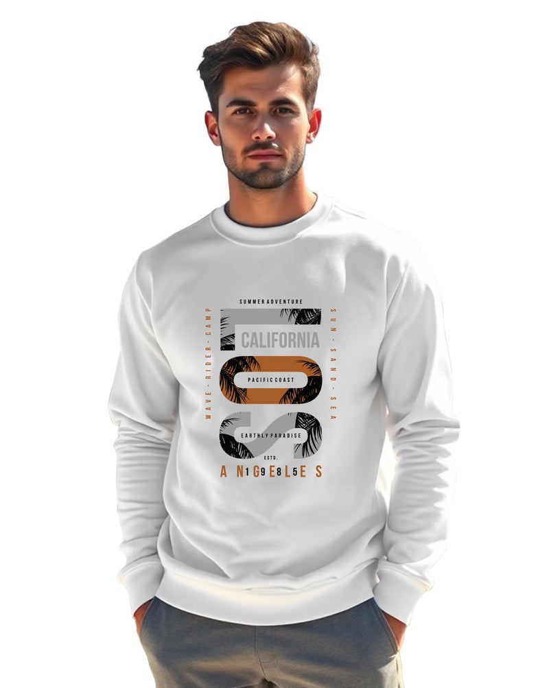 AUSK Men Sweatshirt || Oversized Loose Fit Fleece Sweatshirts for Man White - Image 1