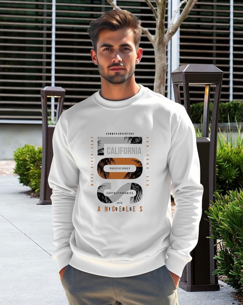 AUSK Men Sweatshirt || Oversized Loose Fit Fleece Sweatshirts for Man White - Image 2
