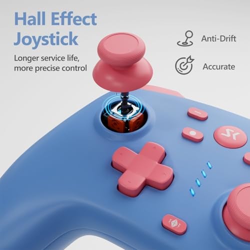 CHENGDAO Wireless Switch Controller for Switch/Lite/OLED/Switch 2, Hall Effect Triggers & Joysticks/Wake-Up Function/Turbo, Switch 2 Controller with 2.4G Adapter/2 Macro Buttons, Switch 2 Pro Controller Blue - Image 2