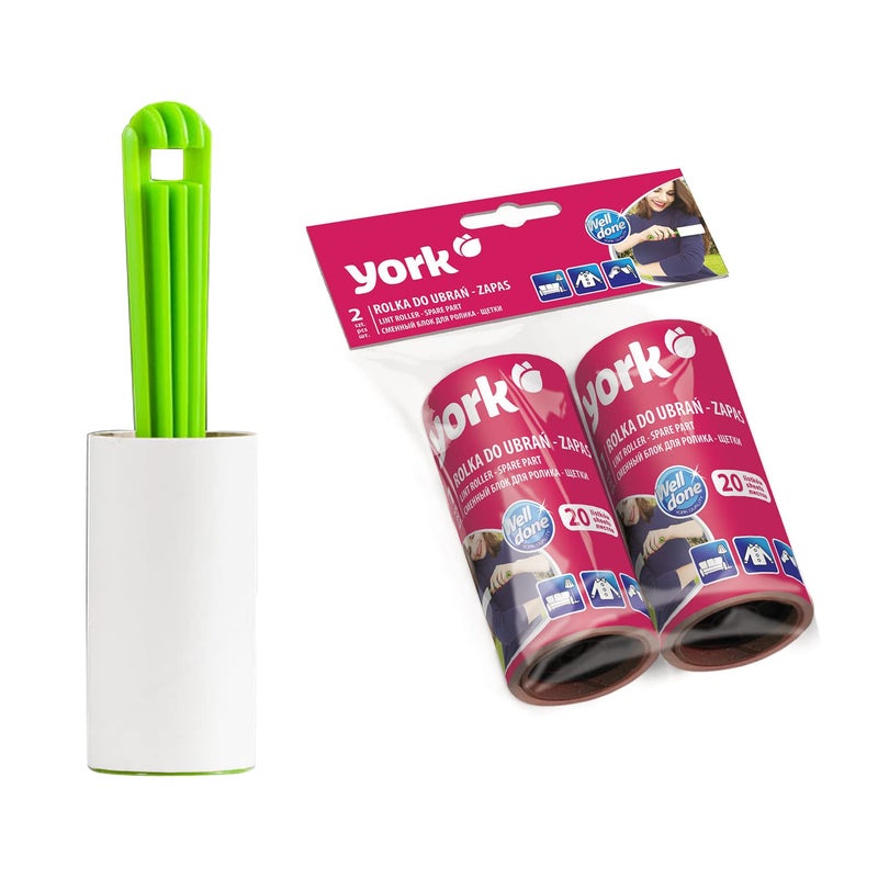 YORK Pepita lint Roller Remover for Clothes, Pet Reusable Sticky Easy-Tear Sheet Brush for Clothes, Furniture, Carpet, Dog Fur, Sweater, Dust & Dirt (1 Roll with 2 Refill - 360 Sheet Each Roll) - Image 1