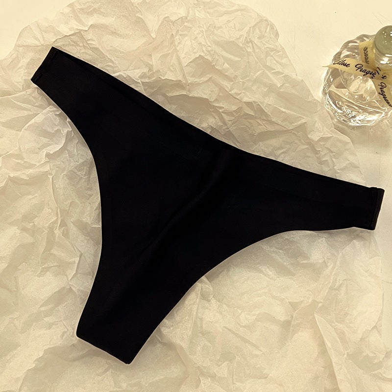 Seamless Ice Silk Underwear For Women, Low-Waisted Thin Breathable Cotton Crotch Women'S Triangle Thong Sale - Image 1