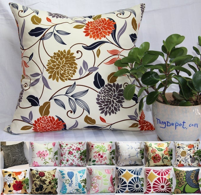 100 COTTON FLORALFLOWER PRINTCLOTH DECORATIVE THROW PILLOW COVERSHANDMADE PILLOW SHAMS 14X14 S07 CHRYSANTHEMUM