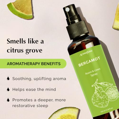 Aromafume Bergamot Room, Linen & Pillow Spray by Aromafume | 100ml/3.38 fl oz | with Pure Bergamot Essential Oil | Aromatherapy Spray for Relaxation, Sleep & Stress Relief | Mist for Bedding, Fabric - Image 5