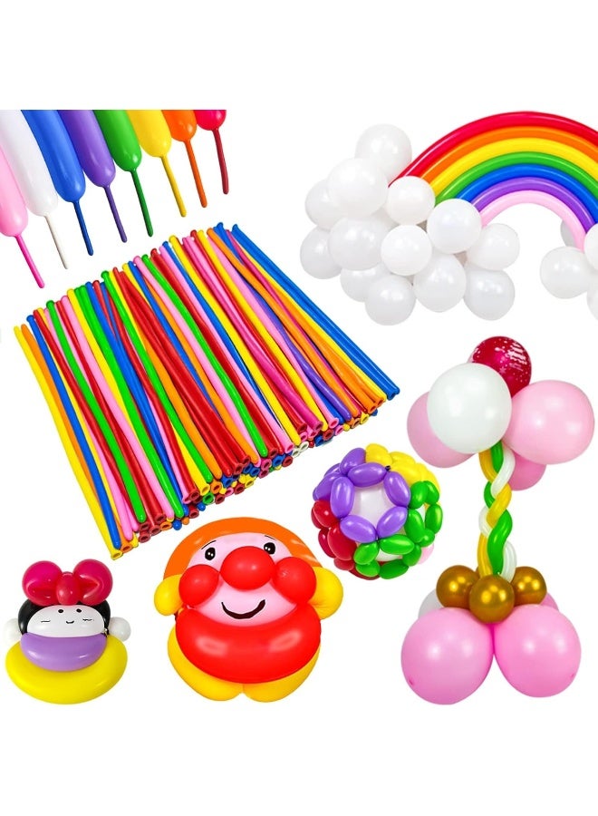 MOMENT 100 Pieces Balloons For Twisting Balloon Animal, Long Skinny Latex Balloons For Modelling Magic Balloon Animal Kit For Weddings, Birthdays Party Decoration, Multicolors  - Image 1
