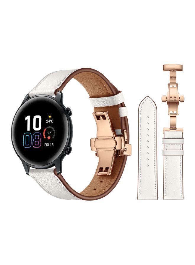 NIBEMINENT Replacement Band For Honor MagicWatch 2 42mm White/Rose Gold - Image 2